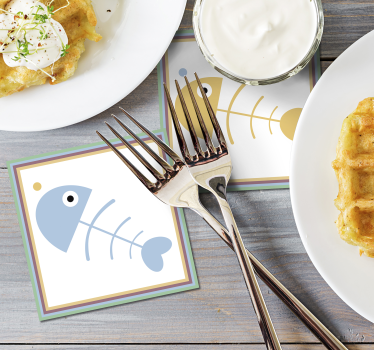 Colorful fish skeletons coasters - TenStickers