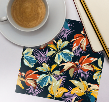 Colorful leaf pattern coasters - TenStickers