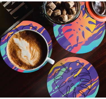 Colorful leaf patterns coasters - TenStickers