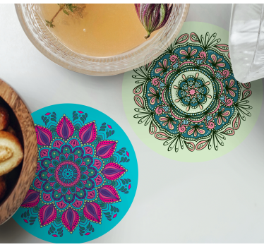 Colorful mandalas tile coaster - TenStickers