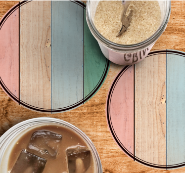Colorful wooden planks coasters - TenStickers