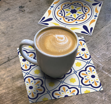 Colourful Portuguese tile print coaster - TenStickers