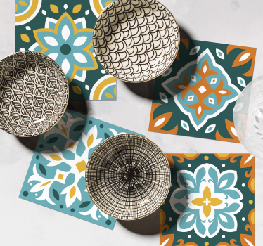 Colourful Tile Design Ornament Coaster - TenStickers