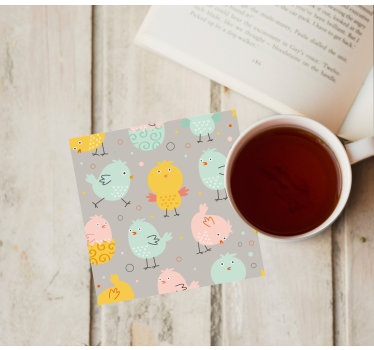 Cute chicken pastel colors modern drink coaster - TenStickers