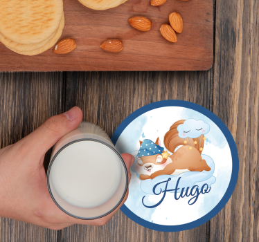 Cute squirrel for boy with name personalised beer mats - TenStickers