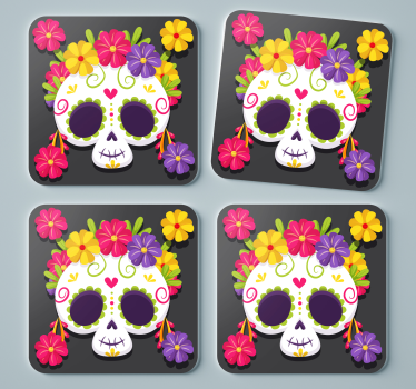 day of the dead flower coaster - TenStickers