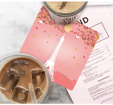 Eiffel tower and pink trees modern drink coaster - TenStickers