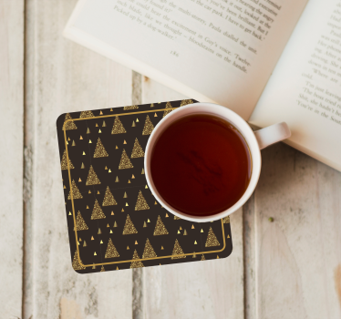 Elegant golden christmas trees xmas coasters - TenStickers