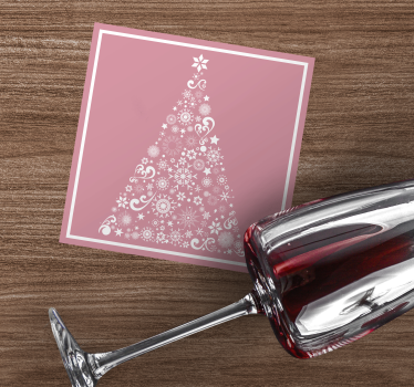 Festive tree on pink xmas coasters - TenStickers