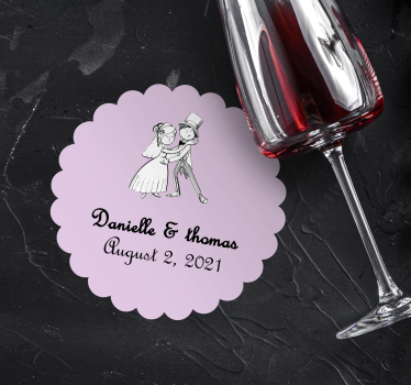 Fiancess kissing with flying hearts coaster favors - TenStickers
