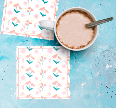 Floral pattern design coasters - TenStickers