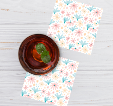 Floral patterned motif coasters - TenStickers