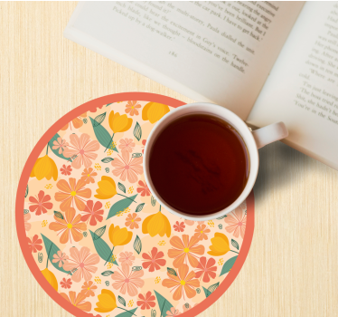 Floral patterned round surface coasters - TenStickers