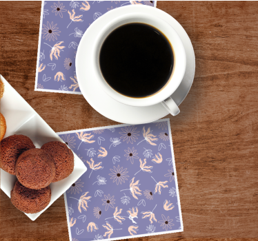 Floral patterns on purple coasters - TenStickers