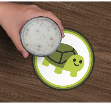 Funny smiling turtle cartoon modern drink coaster - TenStickers