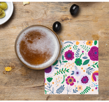 Geek coasters colorful floral arrangement - TenStickers