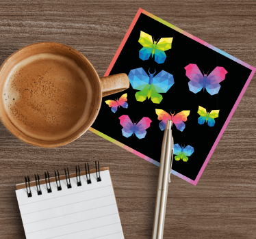 Geek coasters colorful geometric butterflies - TenStickers