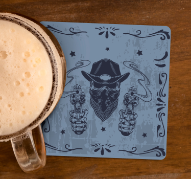 Geek coasters cowboy with dual guns - TenStickers