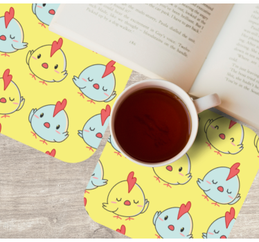 Geek coasters cute chicken faces - TenStickers