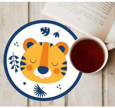Geek coasters cute tiger face - TenStickers