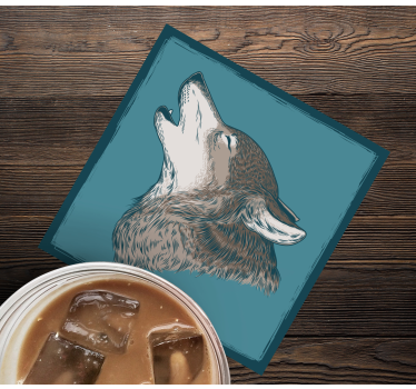 Geek coasters howling wolf design - TenStickers