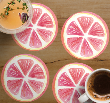 Geek coasters outlined pink citrus slices - TenStickers