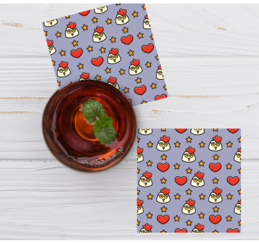 Geek coasters playful chicken heads - TenStickers