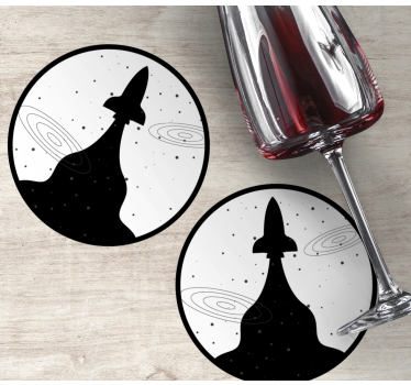 Geek coasters rocket silhouette with stars - TenStickers