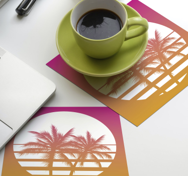 Geek coasters tropical sunset silhouette - TenStickers