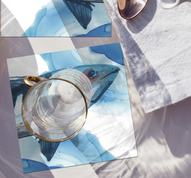 Geek coasters watercolor fish design - TenStickers
