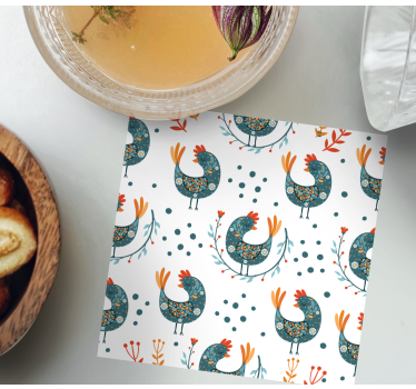 Geek coasters whimsical hen design - TenStickers