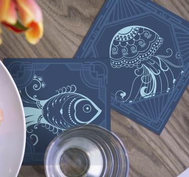 Geek coasters whimsical sea creatures - TenStickers