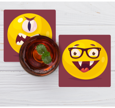 Geek coasters whimsical smiley faces - TenStickers