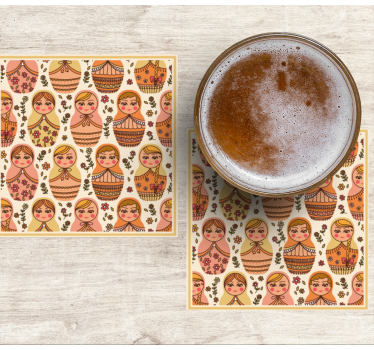 Geek coasters with colorful matryoshka dolls pattern - TenStickers