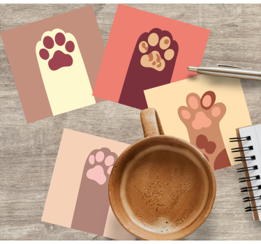 Geek coasters with paw print designs - TenStickers