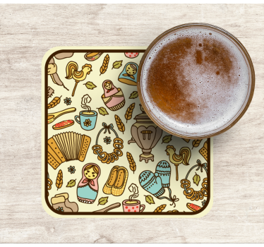 Geek coasters with whimsical folk art designs - TenStickers