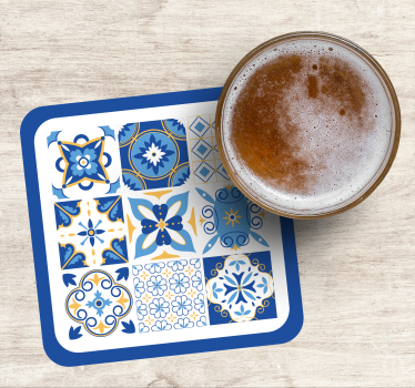 Geometric blue patterns coasters - TenStickers