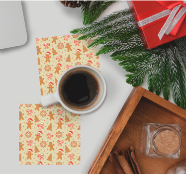 Gingerbread Santa Claus pattern xmas coasters - TenStickers