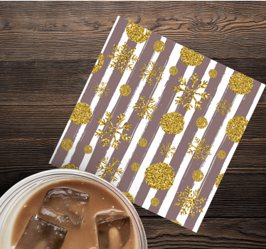 Gold balls and snowflakes xmas coasters - TenStickers