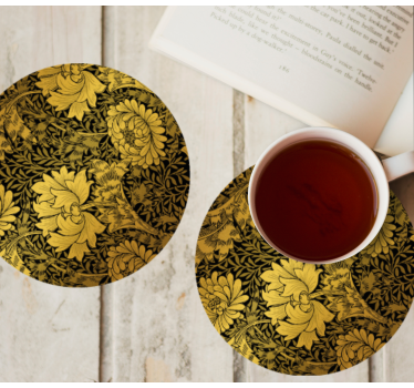 Golden Leaves  modern drink coaster - TenStickers