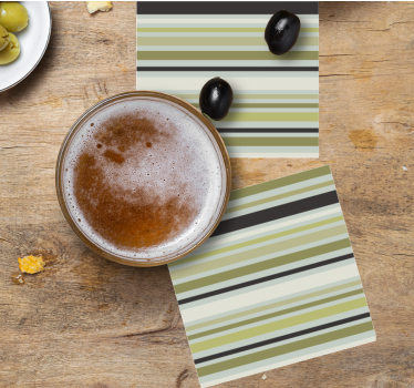 Green and black striped pattern coasters - TenStickers