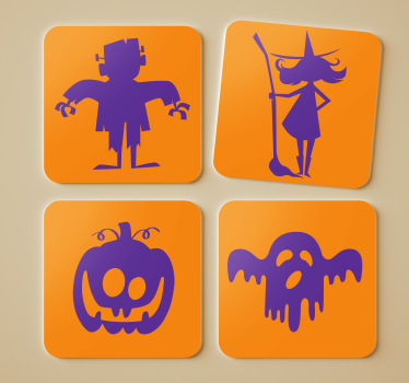 Halloween coasters frankenstein witch pumpkin ghost - TenStickers