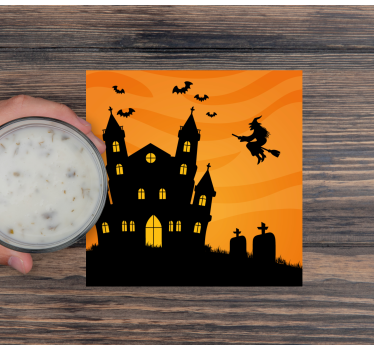 Halloween coasters haunted house silhouette - TenStickers