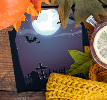 Halloween coasters spooky night scene coasters - TenStickers