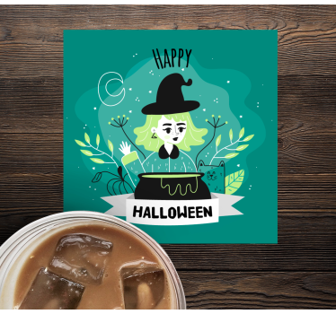 Halloween coasters witch with cauldron design - TenStickers