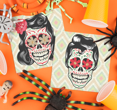 Halloween skulls drink coaster - TenStickers