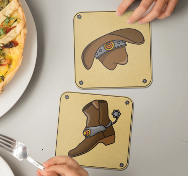 Hat and boots pattern drink coaster - TenStickers