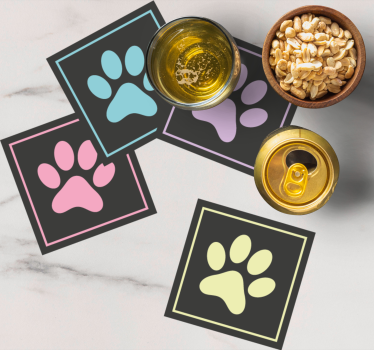 Modern coasters paw print designs - TenStickers