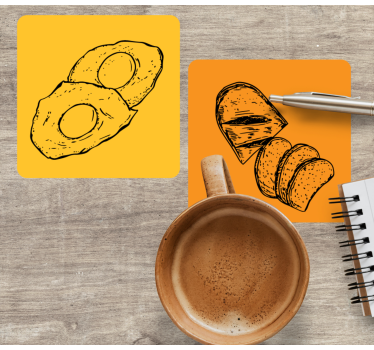 Modern coasters sliced avocado and bread design - TenStickers