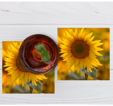 Modern coasters with bright sunflower design - TenStickers